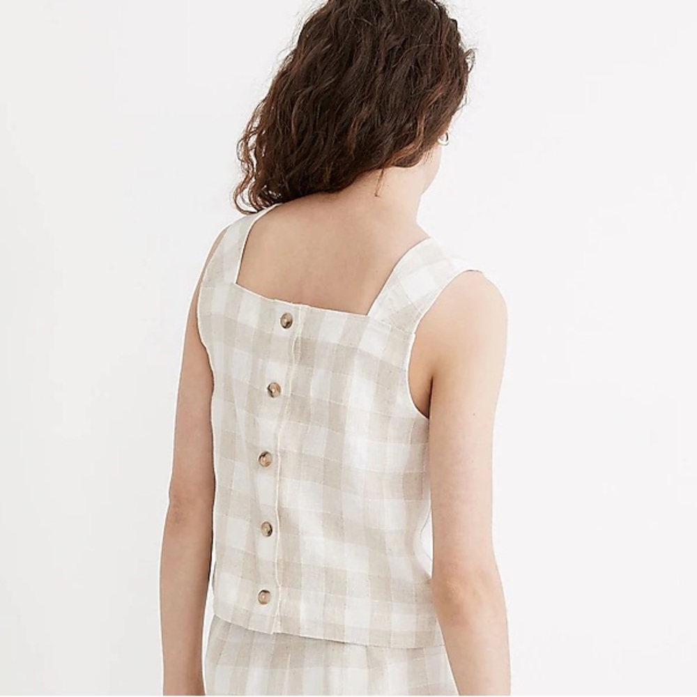 NWT Madewell Top Linen-Blend Sunside Button-Back Top Size 14 - Picture 2 of 6